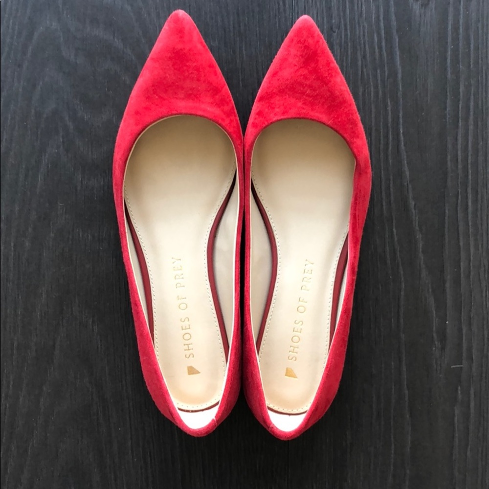 Red suede flats size 4